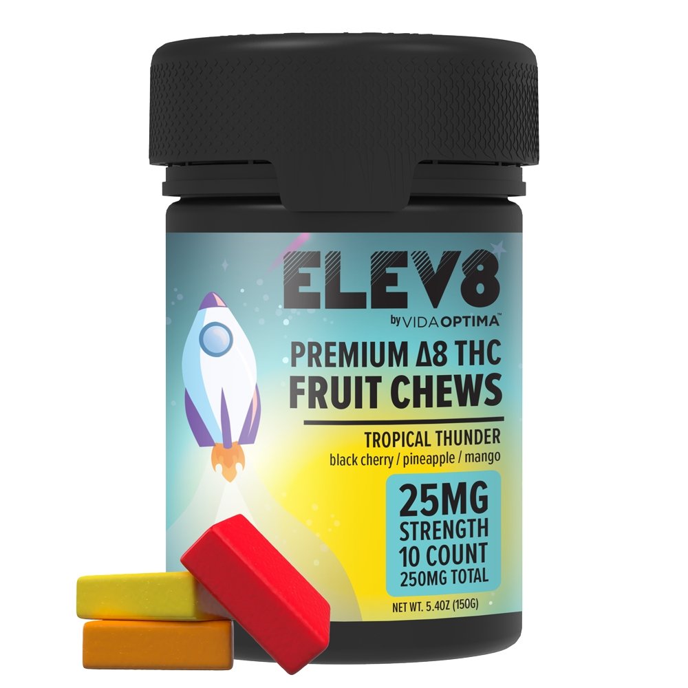 Elev8™ Delta 8 Fruit Chews 25mg (10ct), Tropical Thunder
