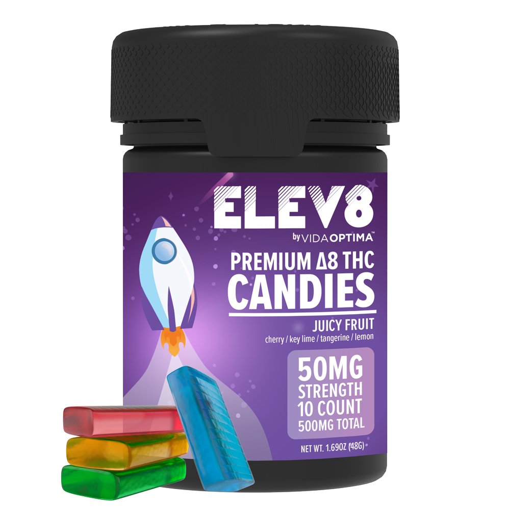 Elev8™ Delta 8 THC Candies, Juicy Fruit - Vida Optima™-D8 Edibles
