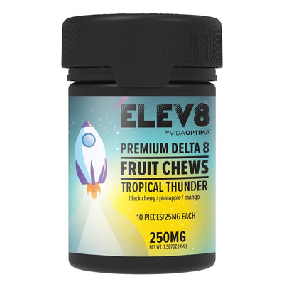 VO Inc Elev8™ Delta 8 Fruit Chews 25mg (10ct), Tropical Thunder D8 Edibles