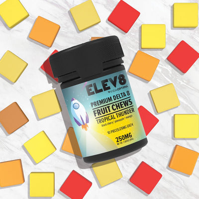VO Inc Elev8™ Delta 8 Fruit Chews 25mg (10ct), Tropical Thunder D8 Edibles