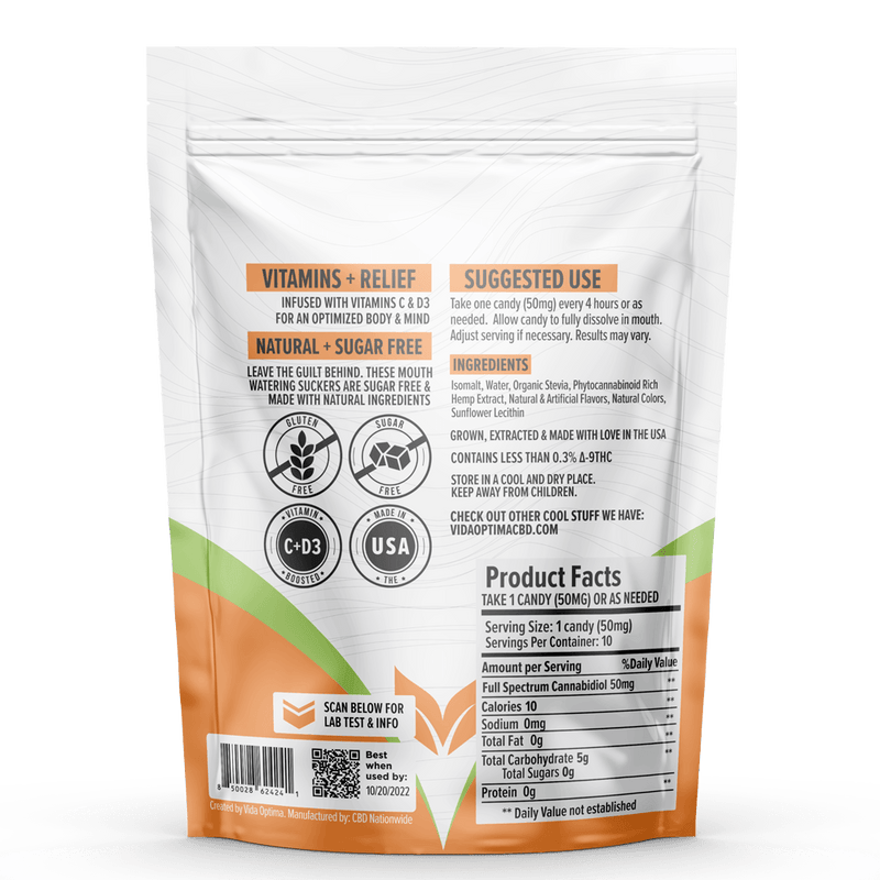 VO Inc Vitality™ 50mg CBD Hard Candies, Citrus Mix Edibles